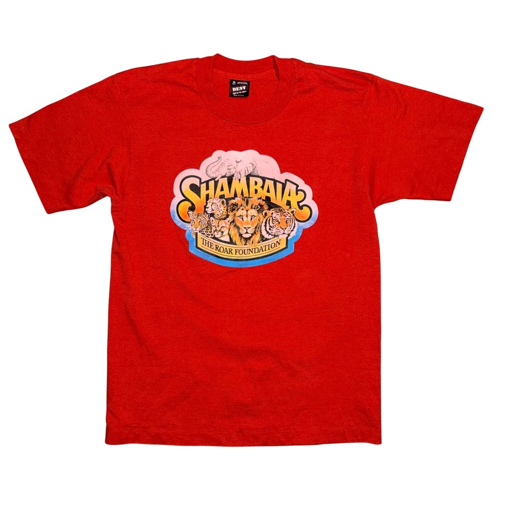 Vintage Shambala The Roar Foundation Shirt Mens Medium Red Big Cat Single Stitch